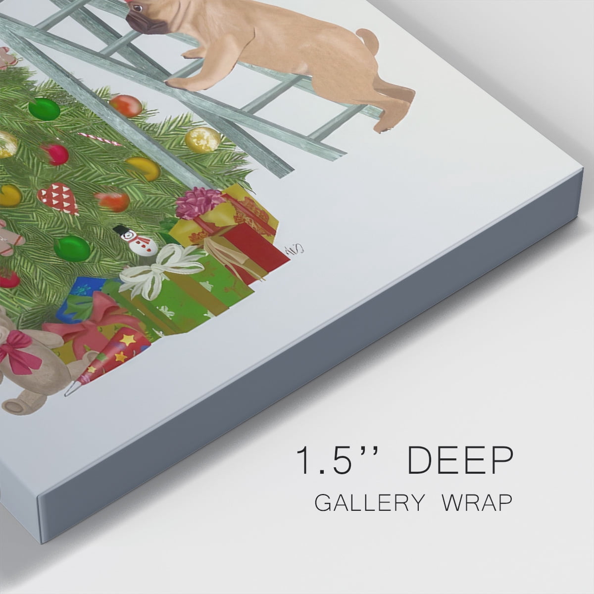 Christmas French Bulldog Tree Ladder- Gallery Wrapped Canvas