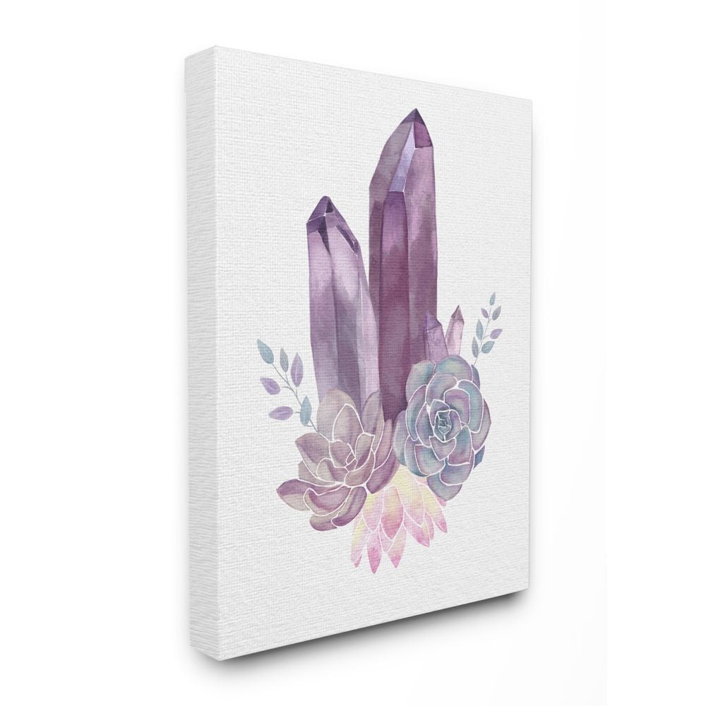 Stupell Industries Succulent Crystal Flower Purple Blue Watercolor Painting Canvas Wall Art by Ziwei Li