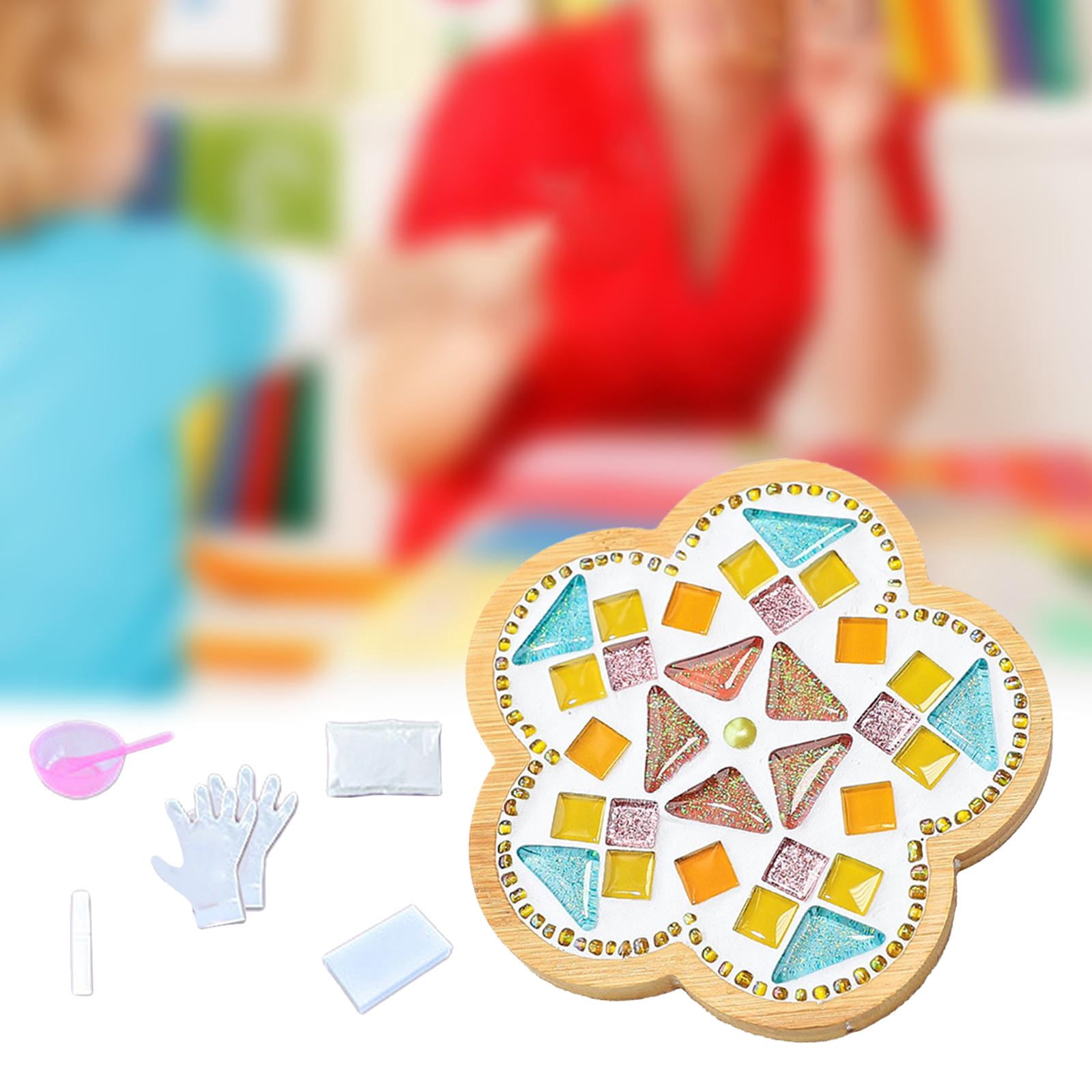 DIY Mosaic Coaster Holiday Gift Place Mat Cup Holder Children's Educational Toys Glass Mosaic Tiles for Home Ornament Dining Table H