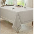 thumbnail image 3 of Fennco Styles Modern Stripe Design Hemstitch Cotton Tablecloth 65" W x 120" L - Black & White Woven Table Cover for Home Décor, Dining Table, Banquet, Family Gathering and Special Occasion, 3 of 4