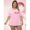 thumbnail image 4 of DEXIO Plus Size Pink Ribbon Shirts Breast Cancer Awareness Gifts Red Heart I Wear Pink Short Sleeve T Shirt Tops Tees,1X, 4 of 7