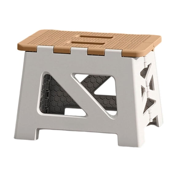 Folding Shower Stool Foot Rest Anti-Slip Shower Seat for Inside Shower, 9" with Rubber Feet, Portable Bath Seat for Elderly, Post-Surgery & Leg Shaving,Khaki