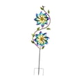 thumbnail image 2 of Carillón de viento de doble flor, multicolor, giratorio, fácil de instalar, 24,9 x 109,2 cm, decoración de jardín, 2 of 9
