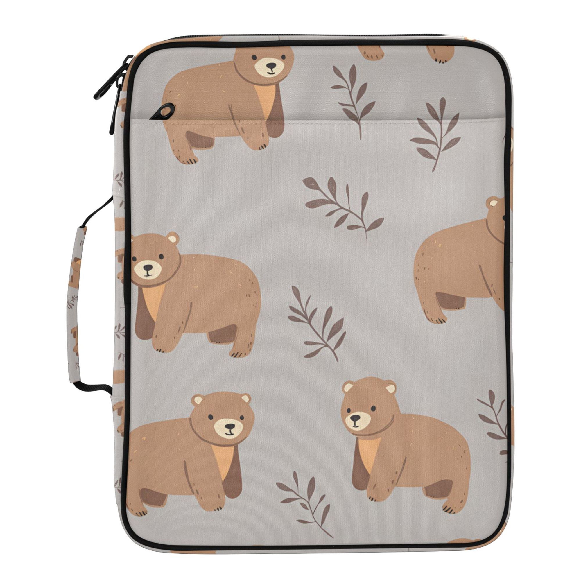 FORMRS Accordion File Folder A4 Size 7-Pocket Expanding Document Organizer Bag with 3 Ring Binder, Cartoon Bear