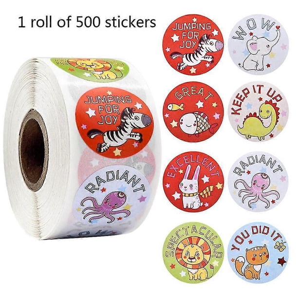 500pcs Reward Stickers Cartoon Animal Students Motivation Encouragement Sticker