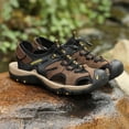 thumbnail image 6 of Men's Closed Toe Leather Sandals Outdoor Hiking Fisherman Shoes Non-Slip Beach Sandal Sport Waterproof Athletic Comfortable Brown 12, 6 of 9