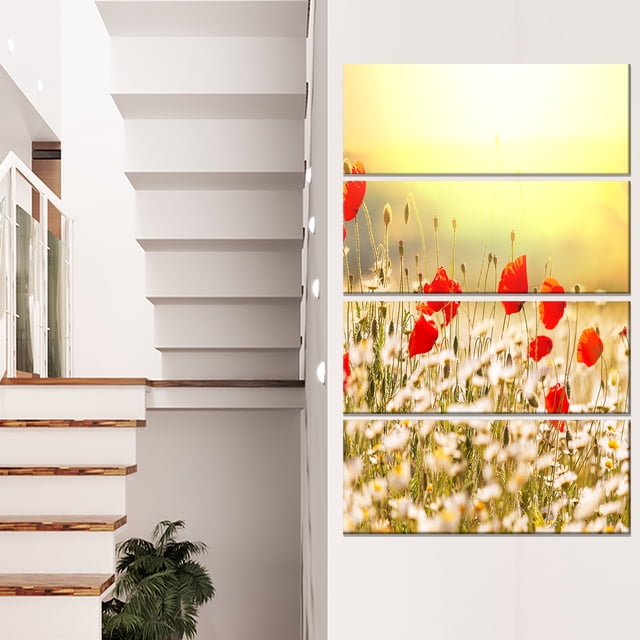 Wild Meadow with Poppy Flowers - Floral Canvas Art Print