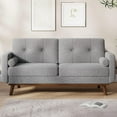thumbnail image 4 of IdealHouse 65" Loveseat Sofa, Mid Century Modern 2-Seater Couch, Teddy Fleece Boucle Upholstered, Deep Seat Love Seat for Living Room, Bedroom, Grey, 4 of 8