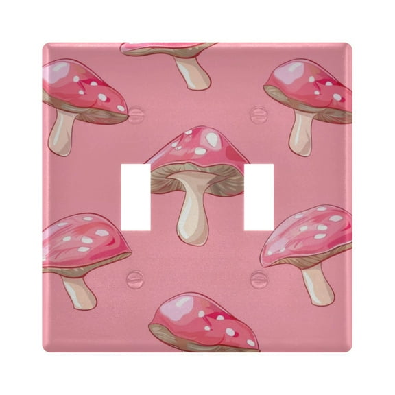 Mushroom Light Switch Plate Covers 2 Gang Wall Plate Plastics Outlet Covers for Kitchen Home Office Decor