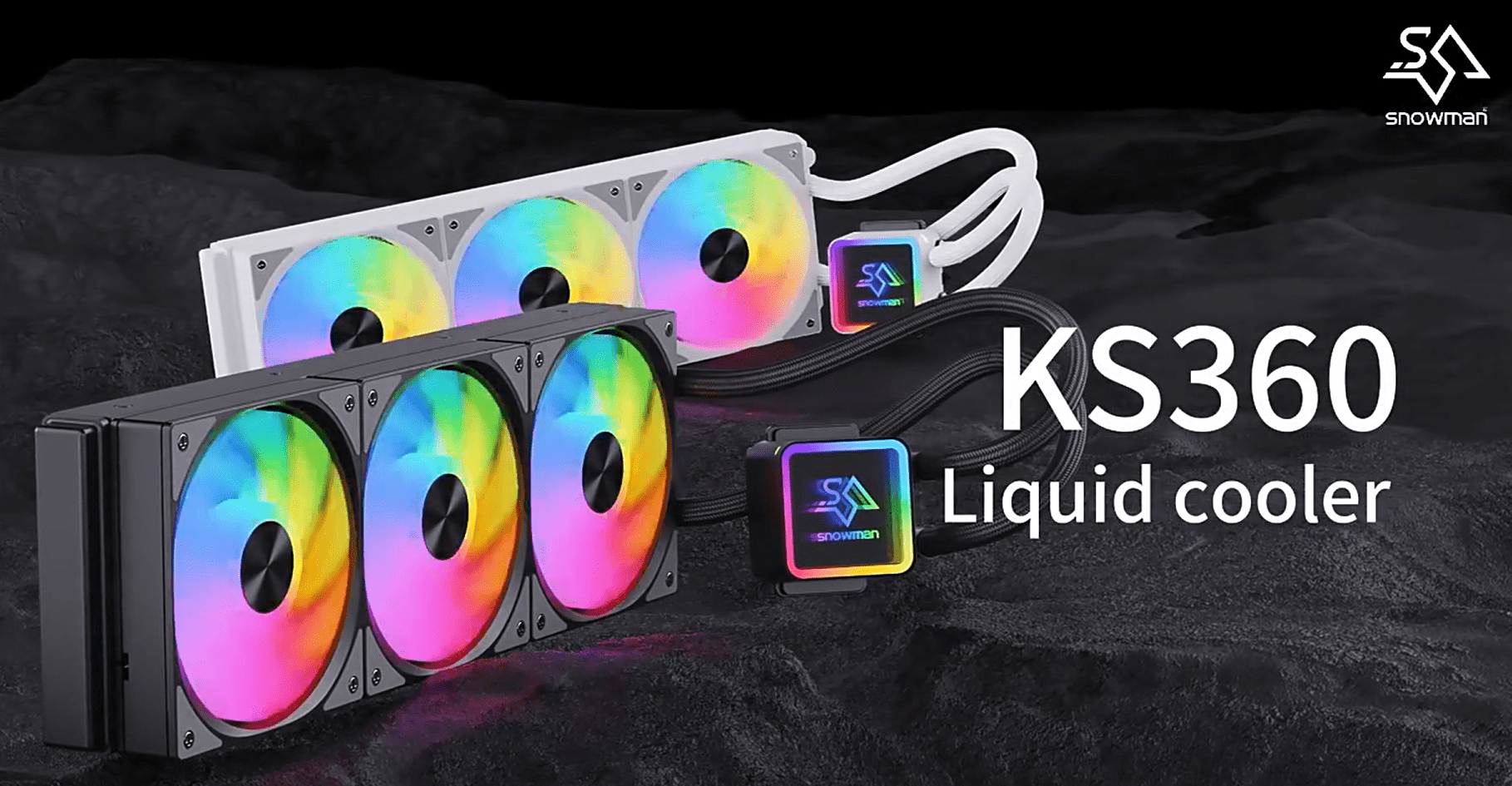 SNOWMAN 360mm AIO Liquid CPU Cooler, ARGB 3×120mm PWM Fans, Intel LGA 1700/1200/115X/AM5/AM4 Compatible, Black