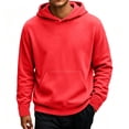 thumbnail image 3 of OIOLOYJM Hoodies for Men Casual Oversized Drawstring Soft Comfortable Athletic Hooded Sweatshirts Fashion Outdoor Daily Clothes with Pocket Red 2XL, 3 of 6
