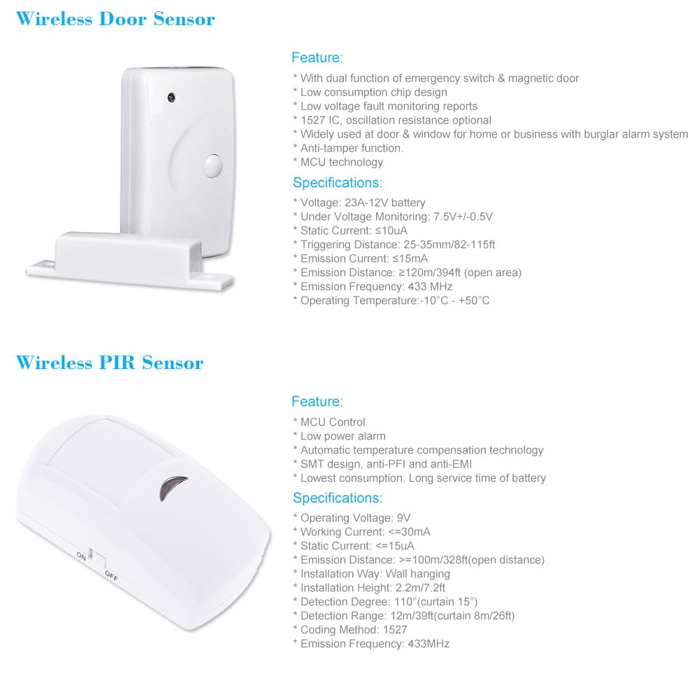 Wireless GSM SMS Home Burglar Alarm System Detector Sensor Kit Phone App Remote Control 433MHz 1527