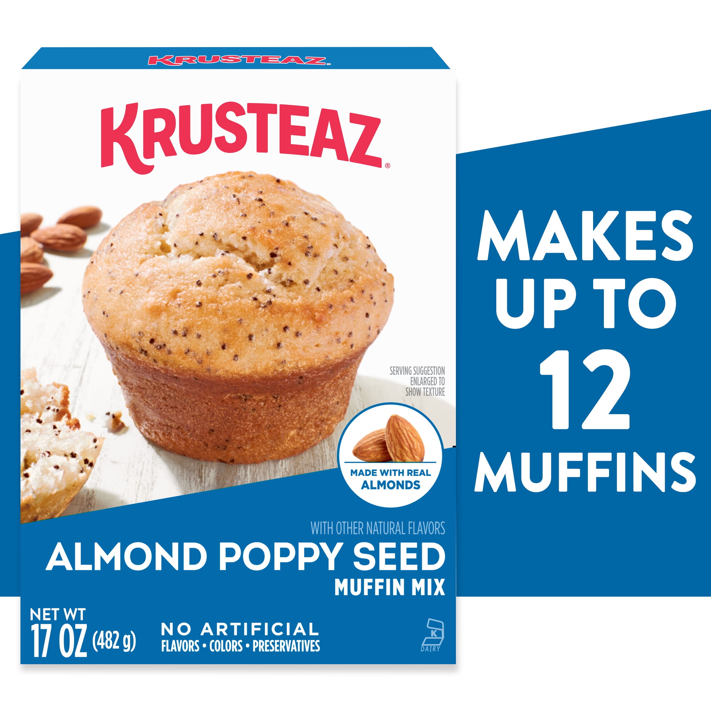 Krusteaz Almond Poppy Seed Muffin Mix, Almond Poppy Seed Muffins Made With Real Almonds, 17 oz Box