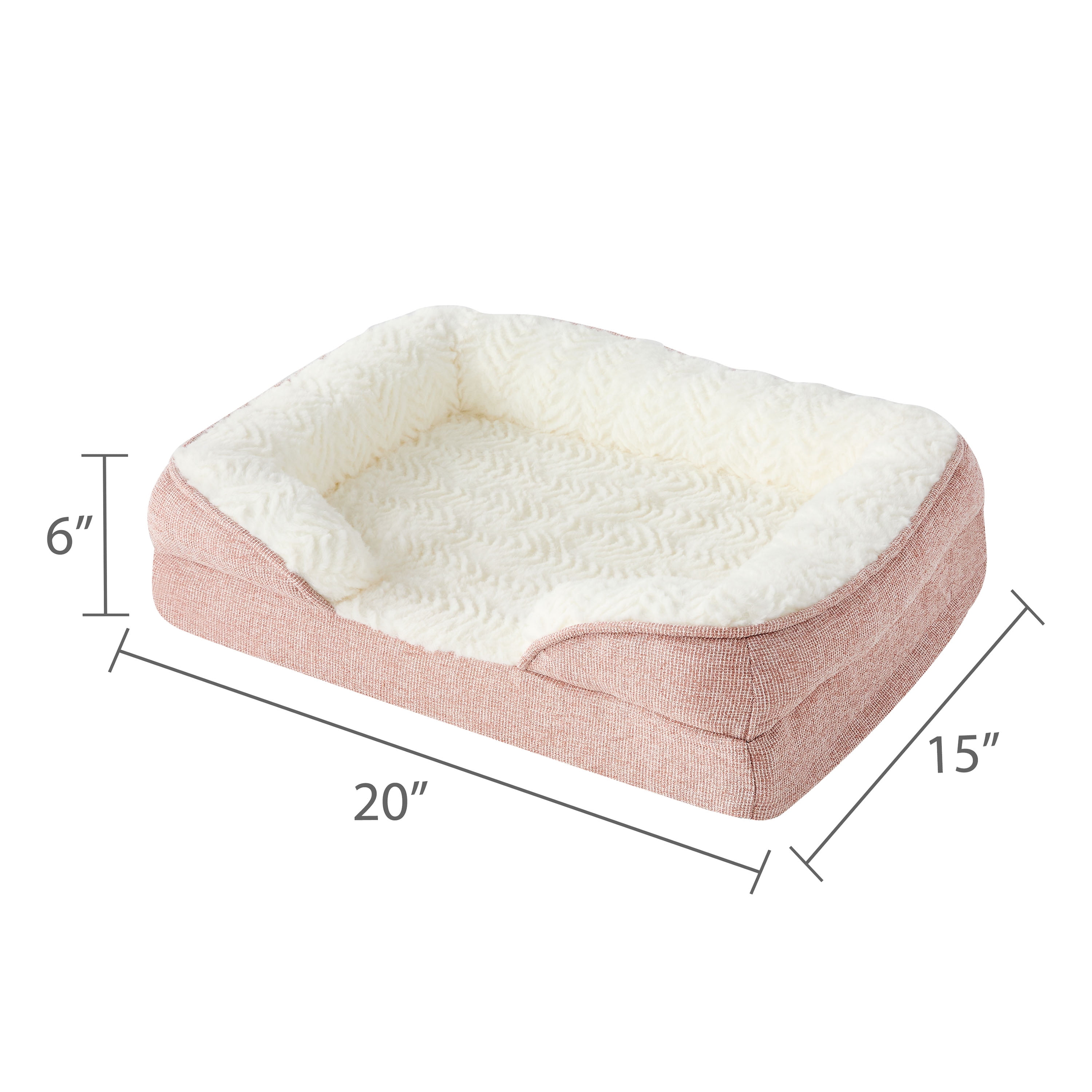 Vibrant Life Extra Small Orthopedic Bolster Dog Bed, Pink, 15" x 20"