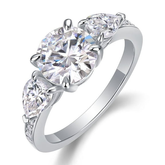 2 Carat Women's Moissanite Rings for Women 18K White Gold S925 Moissanite Wedding Band for Bridal Set Simulated Diamond Promise Ring Fiancee Lab Grown Women's Diamond Rings