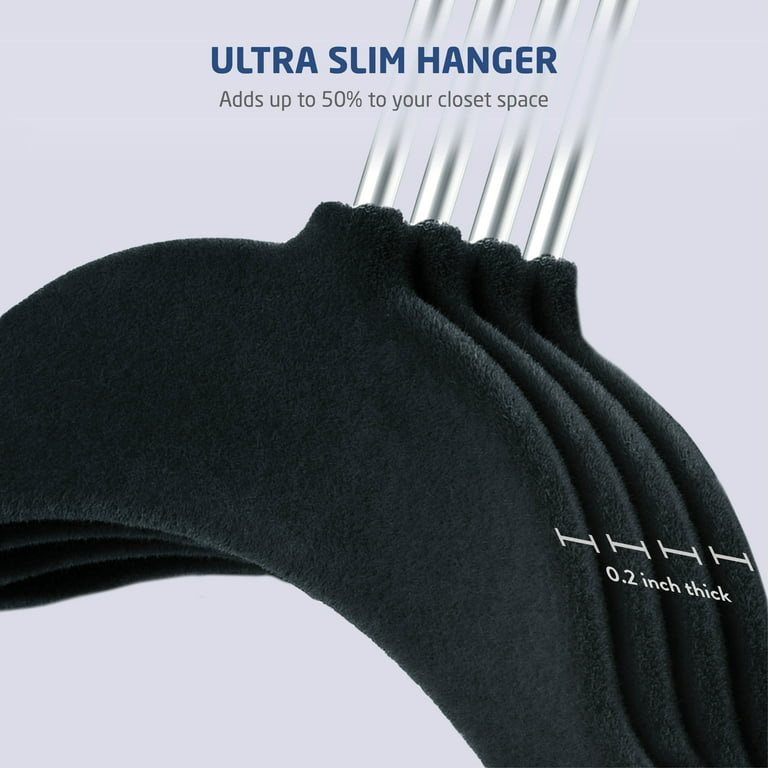Sleek Pick Premium Velvet Hanger Clips, Black, 50 Pack, 2.25 x 0.87  Non-Slip Grip Felt Plastic Hangers Clip, Heavy Duty, Closet Space-Saving  Pants
