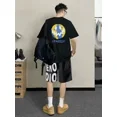 thumbnail image 3 of Conjuntos de gimnasio para hombre, ropa deportiva con estampado gráfico de algodón, conjunto de dos piezas moderno, camisetas, pantalones cortos, trajes para hombre, ropa de estilo coreano esencial, 3 of 5