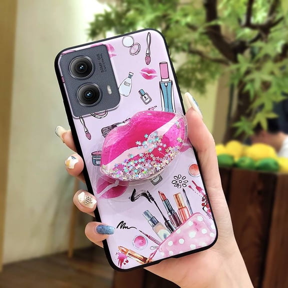 KDY-Phone Case For MOTO Edge 5G 2024, Soft Case TPU Skin feel silicone Cartoon cute Simplicity Fashion Design Quicksand Glitter Phone Lens Protection Waterproof Dirt-resistant Anti-knock