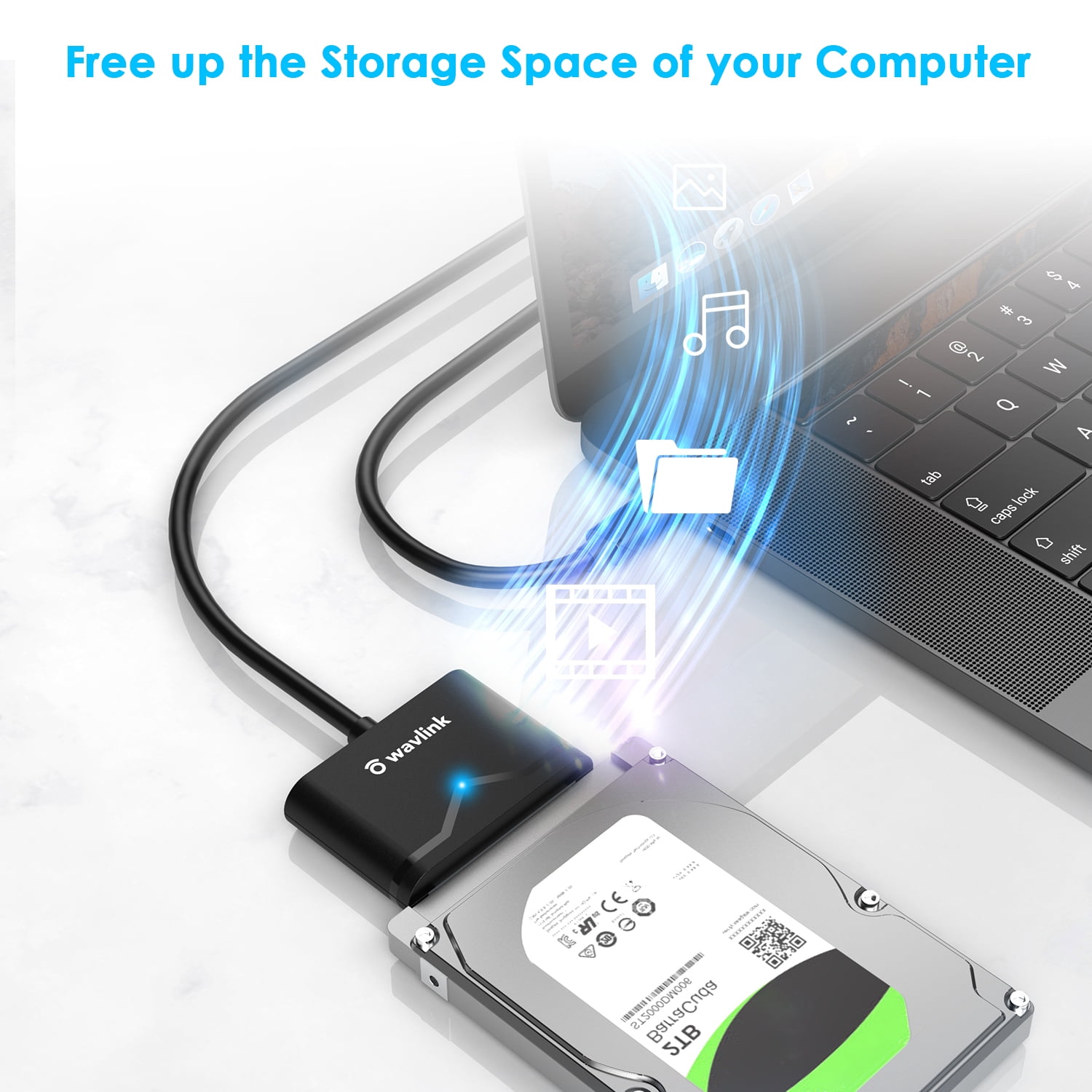 SATA to USB C Adapter Cable, Wavlink SATA III Cable Hard Drive Adapter Converter - External Hard Drive Connector for 2.5" SSD/HDD and 3.5" HDD Data Transfer, Support UASP, TRIM and S.M.A.R.T, Auto-sl
