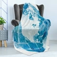 thumbnail image 4 of Map Soft Flannel Fleece Throw Blanket, Hand Drawn Watercolor Style Globe Sphere with North America Continent Paint Effect, Cozy Plush for Indoor and Outdoor Use, 50" x 60", Blue White, by Ambesonne, 4 of 5