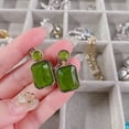thumbnail image 4 of Large Rectangle/WaterDrop Green Chalcedony Earrings - Shanali Jewelry, 4 of 7