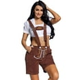 thumbnail image 4 of Hpapadks Women's Pants Oktoberfest Bavarian Style Denim Overalls Lederhosen Shorts Slacks for Women Brown M, 4 of 7