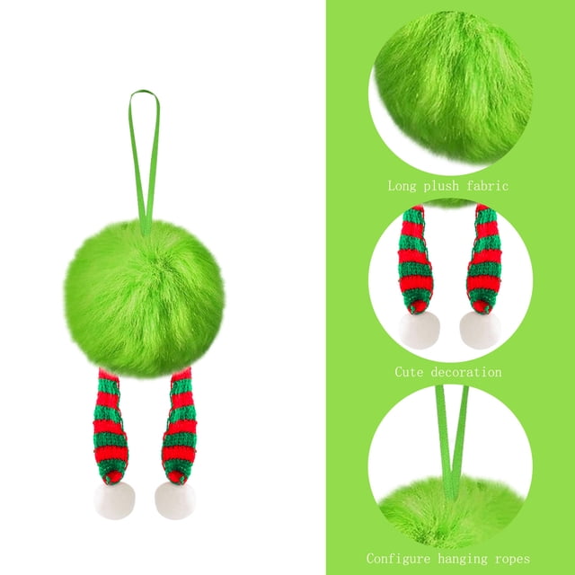 Adornos Colgantes para Árbol de Navidad, Bolas de Imitación Peludas con Cinta, Decoraciones para Fiestas