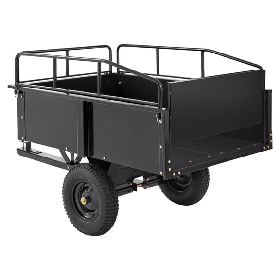 ATV Dump Trailer - 750lb Capacity, 15 Cubic Feet Steel Utility Cart, Garden Trailer with Removable Sides for Tractor & Riding Mower