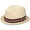 Natural, variant on Men's Natural Paper Depp Classic Fedora Hat w/ Striped Brim (L/XL)