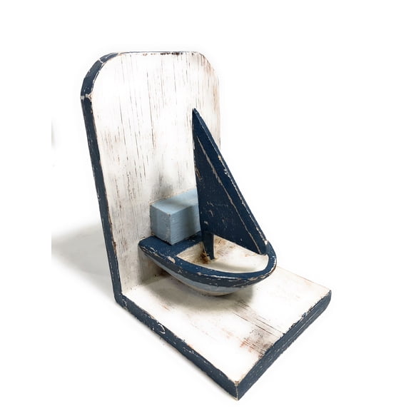 Set of Bookends Sailboat 8" - Rustic Coastal Decor - Cottage | #ort1702218