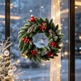 thumbnail image 5 of Artificial Cypress Christmas Wreath Pinecone Red Berry Front Door Hanging Holiday Decor, 5 of 6