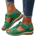 thumbnail image 6 of Rotm Dress Shoes Women's Slide Sandals with Soft Cork Footbed, Comfort Arch Support Flat Sandals for Summer Green,6.5, 6 of 6