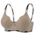 thumbnail image 2 of EaskTriop Wireless Bras for Women - Seamless Ribbed Push Up Bralette No Underwire Supportive Everyday Comfort T-Shirt Bra Letter Print, 2 of 6