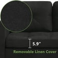 thumbnail image 5 of Magic Union Convertible Sectional Sofa Couch for Living Room, L-Shaped Couch 3 Seats Sofas with Linen Fabric, Movable Ottoman Small Sofa Mid Century for Small Apartments, Living Room and Office,Black, 5 of 8