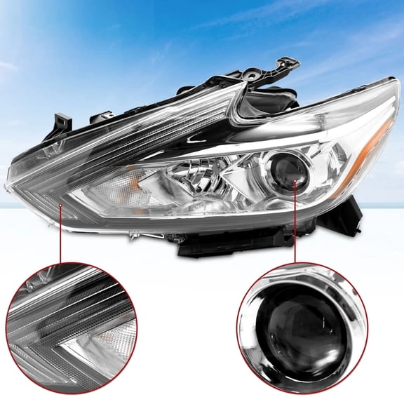 HOUGEET Halogen Headlight Fit for 2017 Nissan Altima 4Dr Sedan, with Bulbs, Drive Side