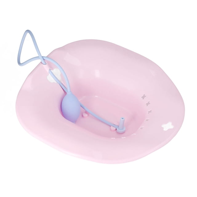 Toilet Bath , Easy Cleaning Universal Discomfort Soothing Inflammation Reduction Ergonomically Design Sitz Bath Squat Free With Flusher For Postoperative Pink