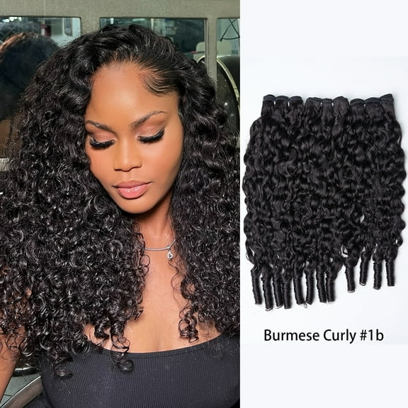 Burmese Curly Human Hair Bundles | Natural Black #1B | 14–26 inch | Affordable, Long-Laisting, Soft & Bouncy Curls for Women 1 pc