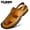 Yellowish-brown, variant on Men's Brown Handmade Cowhide Sandals, Durable Two-Layer Rubber Sole, Stitched Glue-Free Slip-On Shoes for Summer, Outdoor, and Casual Wear