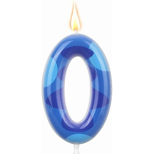 Cartoon Birthday Number Candle, Blue Anime Space Themed Number Cake Topper for Kids Party Decorations (0)
