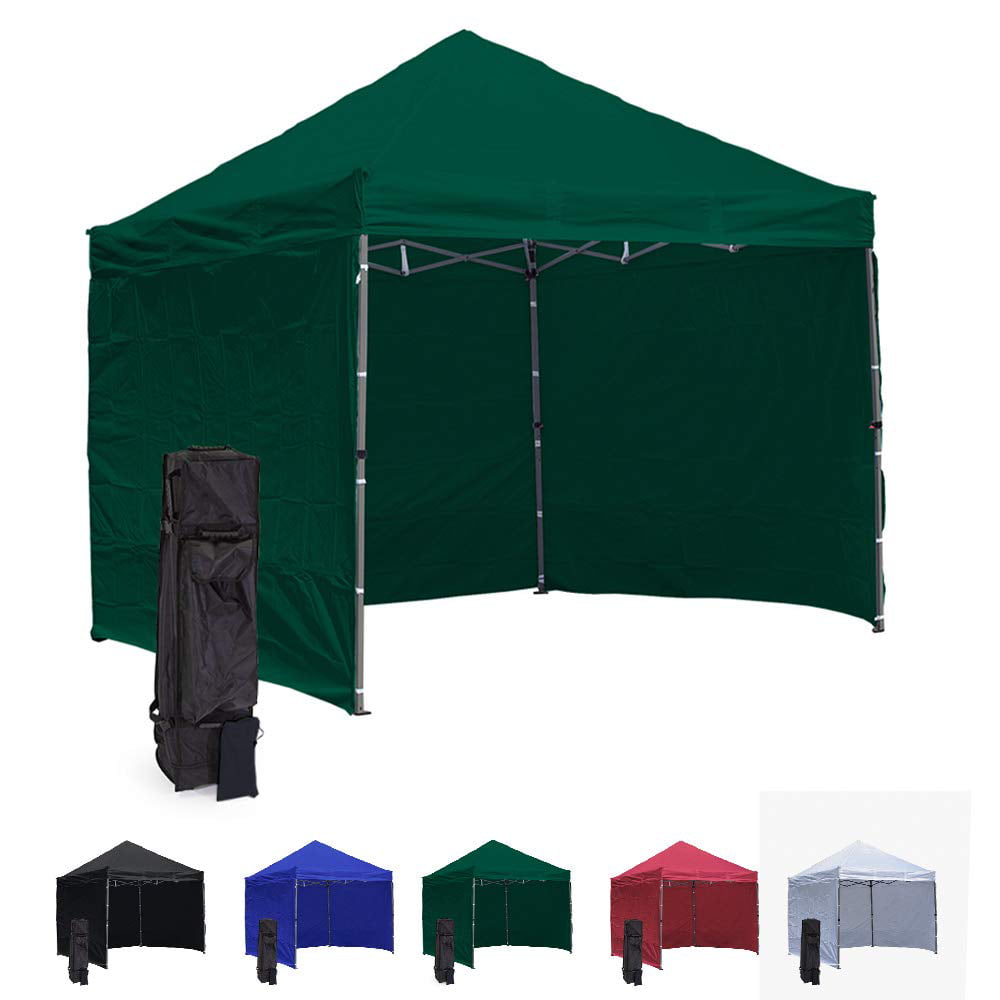 Green 10x10 Pop Up Canopy Tent With 3 Side Walls - Compact ...