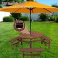 thumbnail image 3 of LZBEITEM Outdoor Wooden Picnic Table Set - 8 Seats, Premium Wood, Weather-Resistant, Umbrella Hole, DIY Colors - Brown, 3 of 7