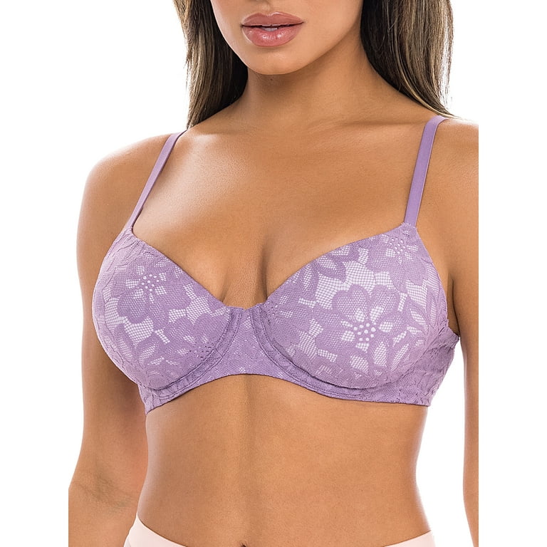 No Boundaries Junior's All Over Floral Lace Push Up Bra with