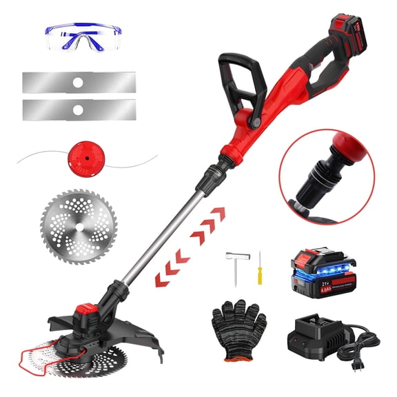 Cordless Brussless Weed Eaters with 1.5 Ah Battery, Grass String Trimmer for Wood Cutting Grass Cutting, 54 Ft Adjustable