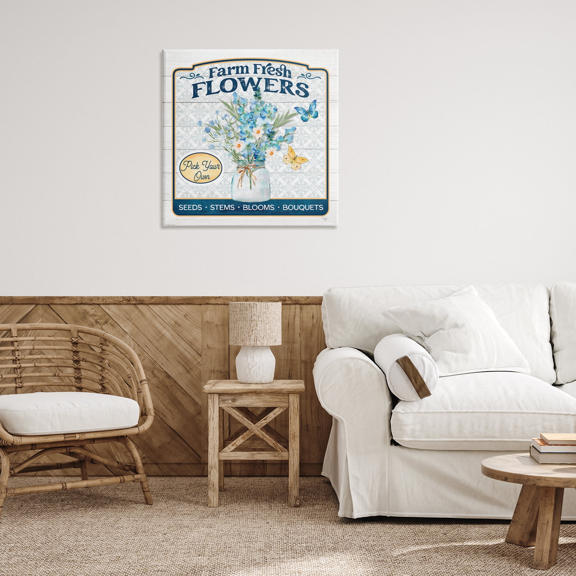 Stupell Industries Farm Fresh Flowers Botanical & Floral Painting Gallery Wrapped Canvas Art Print Wall Art, 30 x 30
