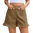 thumbnail image 3 of High Waist Women Straight Leg Ruffle Shorts Dressy Bottom, 3 of 6