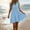 Light Blue, variant on Women's Collared Sleeveless Tiered Mini Dress, Button-Front Linen-Blend Dress, Layered Design Casual Summer Sundress Gray S