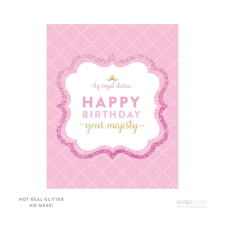 Sparkle Princess Birthday Your Majesty Wine Bottle Labels, 8-Pack