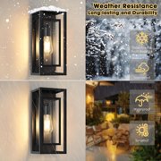 Outdoor Wall Light Fixture Wall Sconce Waterproof Black Exterior Sconce Porch Lights with Glass Shade, Modern Outdoor Light Fixtures Wall Mount for Patio, Front Door, Patio, Entryway, 1-Pack