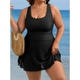 thumbnail image 4 of Asoul Plus Size One Piece Swimsuit Scalloped Swim Dress Bathing Suits Tummy Control Flowy Modest Swim Suits, 4 of 8