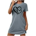 thumbnail image 3 of Fartey Heart Printed Nightgown for Women Soft Comfy Short Sleeve Night Gown Cute Graphic Sleepwear Loose Casual Daily Loungewear Gray S, 3 of 8